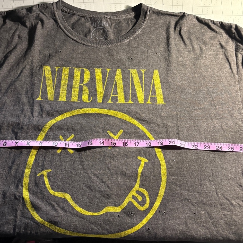 Urban Outfitters Nirvana oversized Graphic Tee T Shirt dress Charcoal OSFA New - Picture 2 of 4